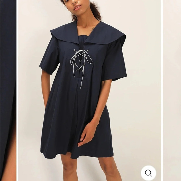 Storets NWT Tinsley Lace Up Sailor Dress Navy Blue Size S/M - Picture 1 of 15